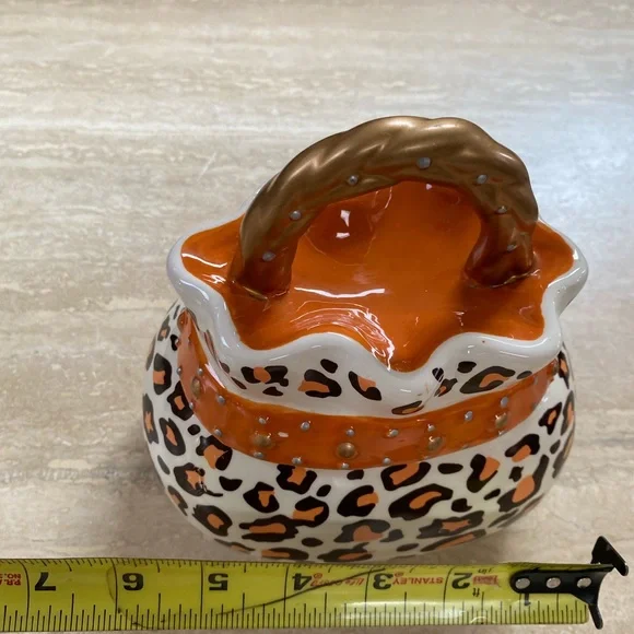 David’s leopard cookie jar with orange and black PURSE 7” - Picture 5 of 7